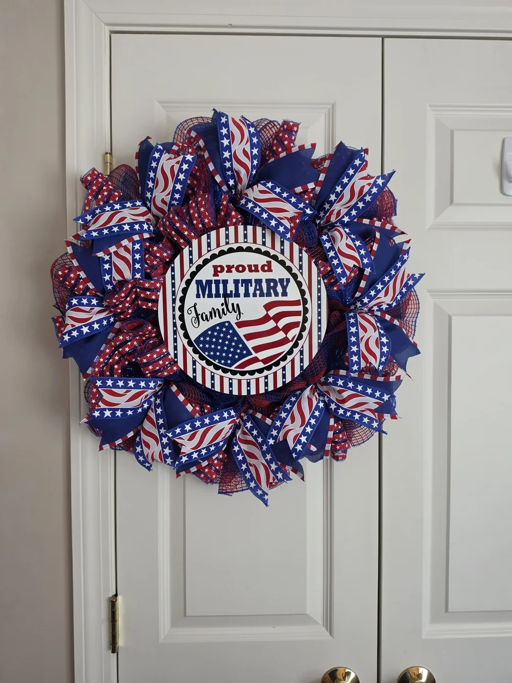 Proud Military Family Patriotic Red, White & Blue Wreath